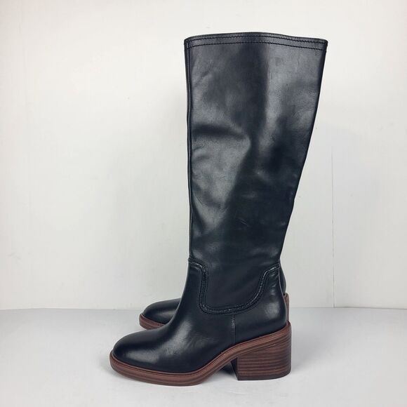 Vince Camuto Vuliann Tall Boots Knee high Black Leather 7.5M - Picture 7 of 16